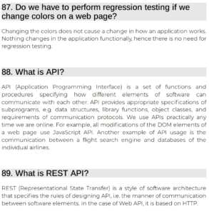 Do we have to perform regression testing if we change colors on a web page? What is API? What is REST API?